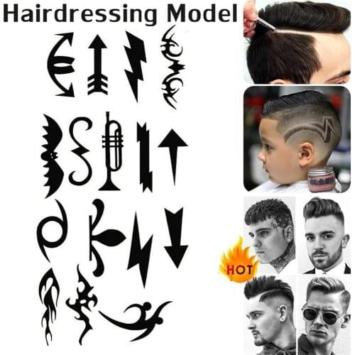 1 Set 28pcs Fashion Hair Styling Tattoo Template Stencil DIY Trimmer Salon Barbers DIY Hairdressing Model Styling Tools 2020