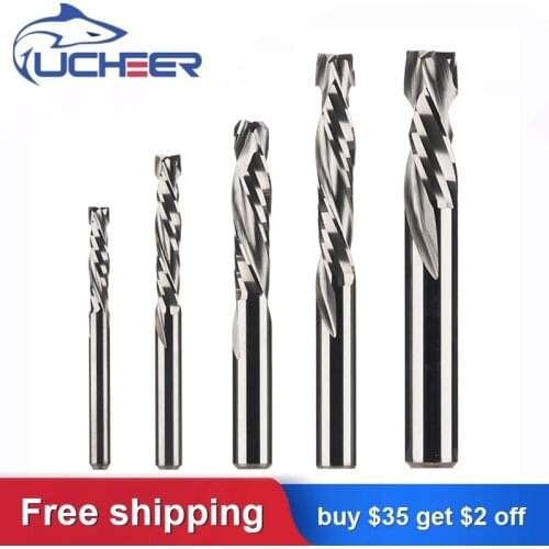 UCHEER 2 flutes 3.175/4/5/6/8mm Compression end milling cutter cnc tool for MDF Clamp Board Woodworking