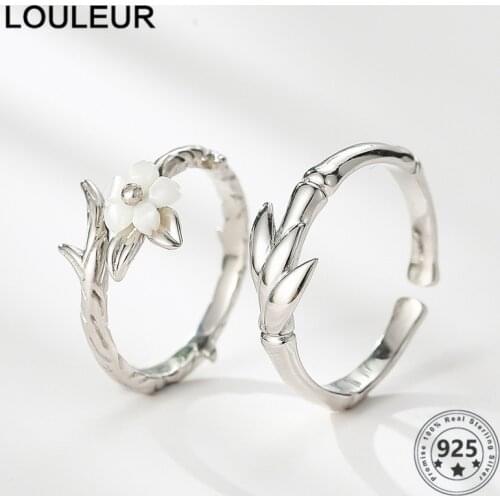 LouLeur 925 Sterling Silver Couple Rings Trendy Jewelry Simple Design Lovers Wedding For Valentines Day Gift Sweetheat