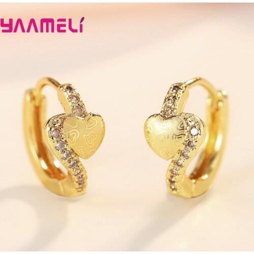 925 Sterling Silver New Trendy Elegant Heart Hoopo Earrings for Women Korean Style Charming Simple Zircon Ear Hoops Jewelry