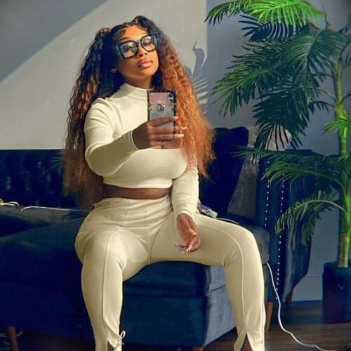 Casaul Women Two Piece Set Hollow Out Shirt And Long Pants Solid Color Tracksuit Macthing Set For Women Outfit