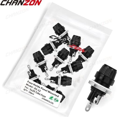 10pcs 5x20 Glass Auto Panel Mount Fuse Screw Cap Types Boxes Holder Tube Case Blow Hold Support 250V 125V 12V 5x20mm 5*20 Socket