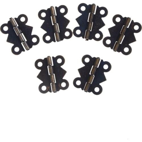 12pcs/lot 4 Holes Bronze Butterfly Hinges Jewelry Gift Wine Box Wood Dollhouse Door Hinge Cabinet Drawer W/srew 20x17mm Hot New