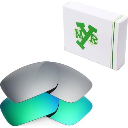 2 Pairs Mryok Anti-Scratch POLARIZED Replacement Lenses for Oakley Fuel Cell Sunglasses Silver Titanium & Emerald Green