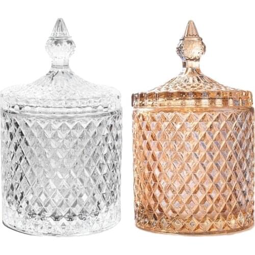 2Pcs 300Ml Crystal Glass Storage Jars Sugar Chocolate Cans Diamond Candy Box Cotton Swabs Box for Home