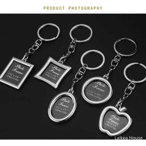 2PCS/Set Photo Frame Metal Keychain Childrens Photography Put Photo Souvenirs Pendant Ornaments For Friend Birthday Best Gift