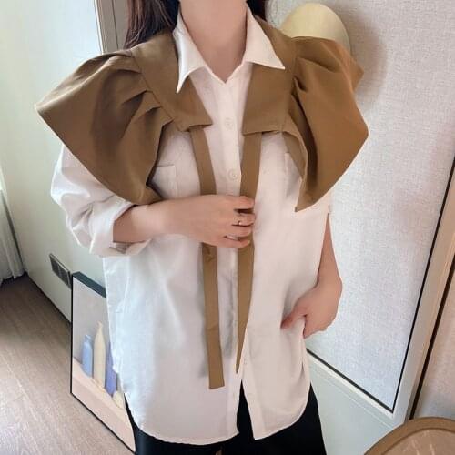 2021 Women Shawl Fake Collars Lady Solid Color False Collar Necklace Tie Shirt Dress Decorative Female Detachable Collar Cape