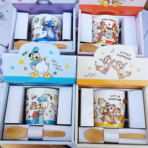 230ml Disney Minnie Mickey Duck Stitch Water Cup Milk Coffee Tea Ceramic Mug Home Office Collection Cups Festival Gifts Cups