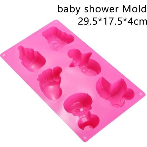 3D Cute Baby Shower Cake Mold Nipple Bottle Fondant Cake Mold Cookies Jelly Sugarcraft Reuable Silicone Kitchen Pastry Bakeware
