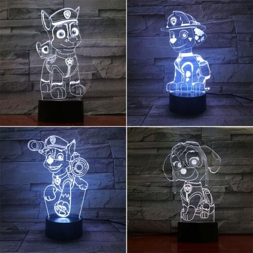 Paw Patrol 3D LED Night Light 7 Color Changing Lamp Room Decoration Cute Cartoon Action Figure Toy For Birthday Christmas Gift