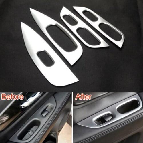 4pc ABS Door Armrest Window Lift Switch Button Cover Trim Panel For Nissan Rogue X-Trail 2014 Left Hand Drive Car Styling Covers