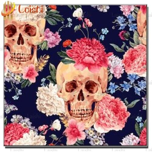 5D DIY Diamond Painting Skull and roses Cross Stitch Needlework Diamond Embroidery Mosaic Full Square round Drill Wall Art