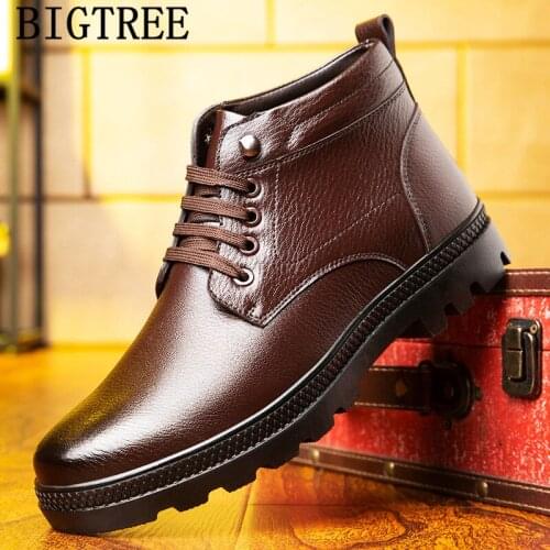 Winter Mens Dress Boots Genuine Leather Boots Men Ankle Shoes Fashion Snow Boots Men Winter Shoes Zapatillas Hombre Casual Botas