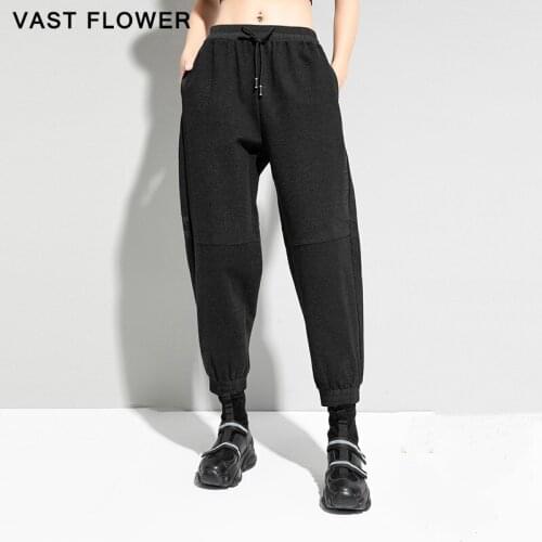 Black Vintage High Waist Zipper Harem Pants Women New Thicken Pocket Casual Loose Trousers Women Fashion Autumn Winter 2020