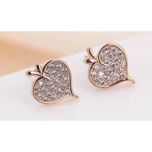 DE138 Fashion Refined Grace Noble 4A Zircon Peach Stud Earrings Girlfriend Gift Party Banquet Woman Jewelry Earrings 2021