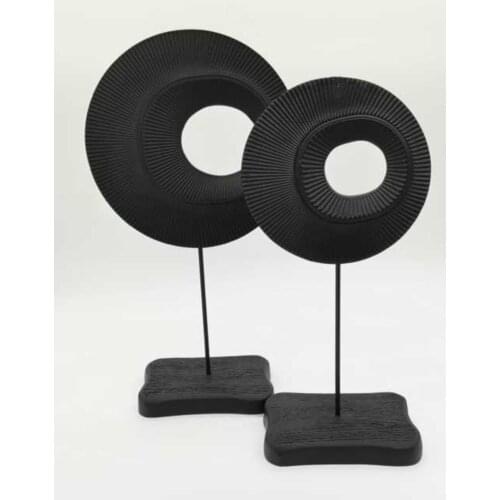 Decorative Mat Black Ring Object 2'li Set