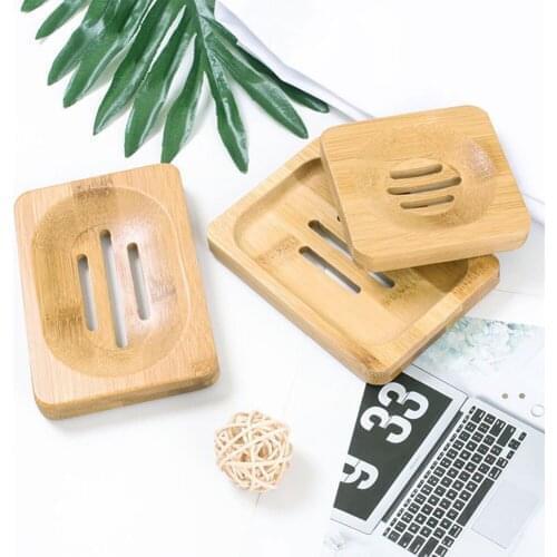 Natural Bamboo Soap Holder Wooden Bathroom Storage Box Dish Rack Plate Light Tray Essential Shower Kitchen Container Portable