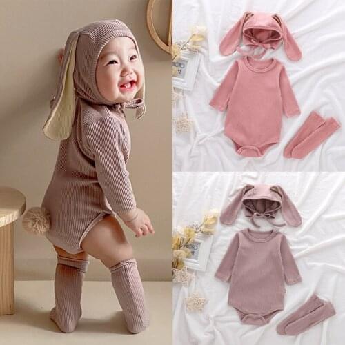 Baby Spring And Autumn Long Sleeve Rabbit Ear Clothes Girls Cute Bag Creeping Bottom Coat 0-3 Years Old Girls
