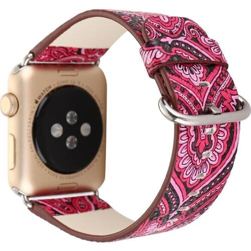 For Apple Watch 4 Bracelet National Styles Paited Leather Watch Band For Apple Watch Series 1 2 3 38-42mm Watch Strap Watchbands