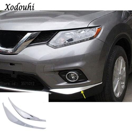 For Nissan X-Trail XTrail T32/Rogue 2014 2015 2016 Car front side bumper corner trim frame stick ABS Chrome anti-rub cover 2pcs
