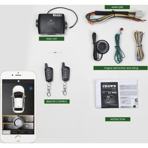 SmartPhone Two Way Smart Key Car Alarm System PKE Keyless Entry Push System Central Lock Remote Control Start Stop Car Engine