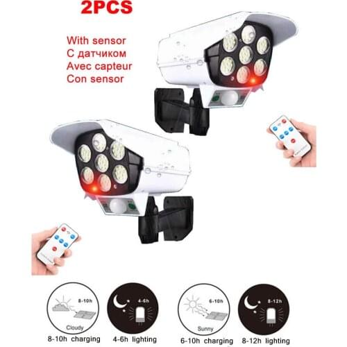 2pcs remote Solar motion sensor lamp light Outdoor Fake Camera Home Security Video Surveillance dummy camera cameras videcam Min