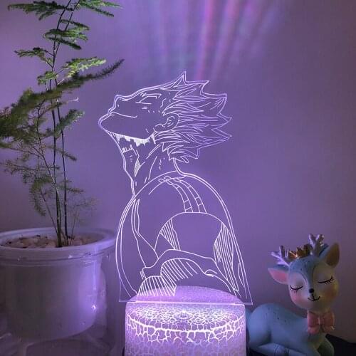 Anime Bokuto Figure 3D LED Night Light For Kids Decor Light For Child Birthday Table 16Color Lamp For Haikyuu