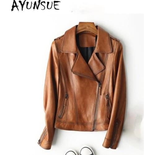 AYUNSUE Real Sheepskin Jacket for Women Natural Leather Coats Famale New Korean Style Short Autumn Chaqueta Piel Mujer SQQ08