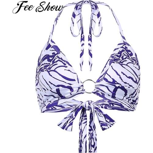 Summer Sexy Bikini Bra Top Women Swimming Beachwear V Neck Halter Tie Back Triangle Bra Bikinis Top for Swimsuits Bathing Suits