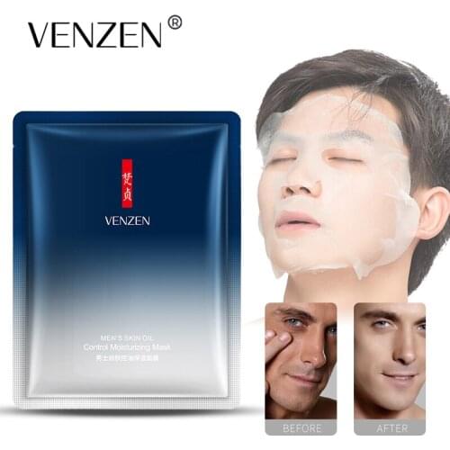 VENZEN Facial Mask For Men Shrink Pore Moisturizing Oil-Control Disposable Mask Firming And Brighten Whiten Serum Skin Care