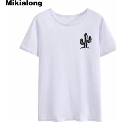 Mikialong Cute Cactus Graphic Tees Women Harajuku Fashion Summer Tops Woman Tshirt Tumblr Short Sleeve Camisetas Mujer