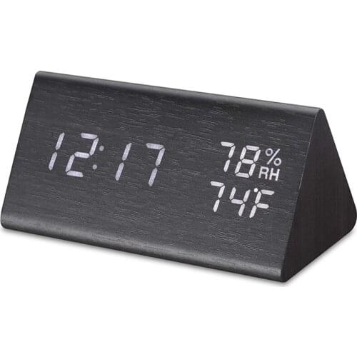 Multifunctional Mute Alarm Clock Creative Temperature and Humidity Display Wood Gift Multi-function Electronic Clock for Student