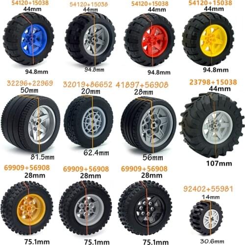 2-4pcs Technical Tire Wheel Hub DIY Bricks Car Truck 44309 92402 32019+86652 Construction building blocks Compatible Tech Parts