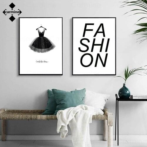 Fashion Letters Canvas Picture Modern Simple Style Wall Art Poster Little Black Dress Printing Painting Teen Room Decor No Frame