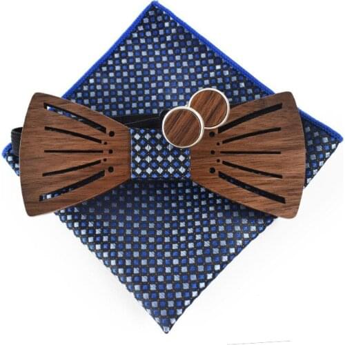 Fashion Bow Tie Sets Pocket Square Ties for Men Rhinestone Bow Ties Gifts for Men Accessories 2019 Wooden Bow Tie