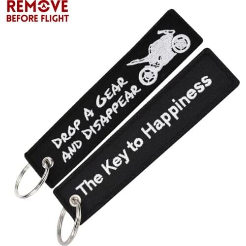 Fashion Key Holder Keychain for Motorcycles The Key to Happiness Key Fobs Key Ring Chaveiro Remove Before Flight Brand Key Tag