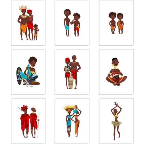 Cartoon African People 5D DIY Diamond Painting Cross Stitch Clothing Girl Children Parents Diamond Embroidery Home Living Room