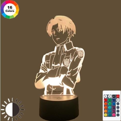 Night Light Acrylic Table Lamp Anime Attack on Titan for Home Room Decor Light Cool Kid Child Gift Captain Levi Ackerman Figure
