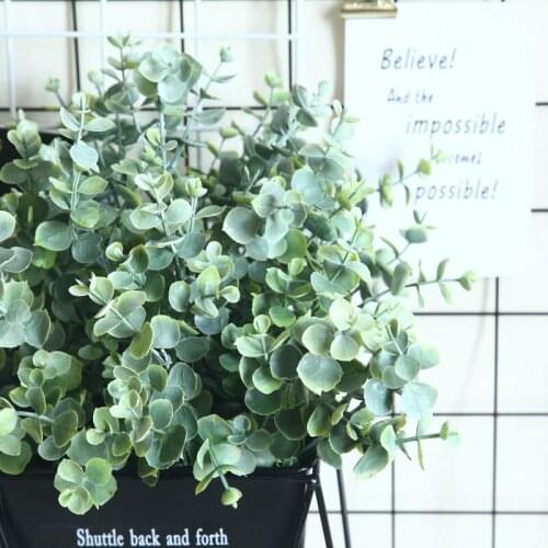 Plastic Eucalyptus branch Artificial Flower arrangment faux foliage wedding home decoration green leaves fake plant