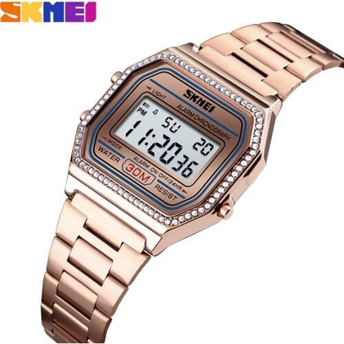 SKMEI Fashion Women Watches LED Digital Sport Watch 30M Waterproof Week Chrono Womens Wrist Watches Reloj Mujer Relogio Feminino