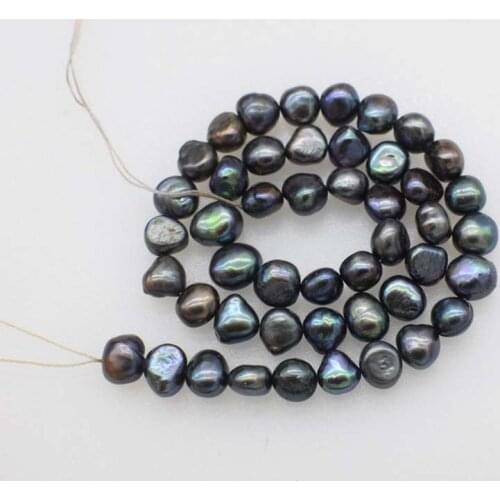 Loose beads black barqoue 7-9mm 14" for DIY jewelry making FPPJ wholesale beads nature gem stone