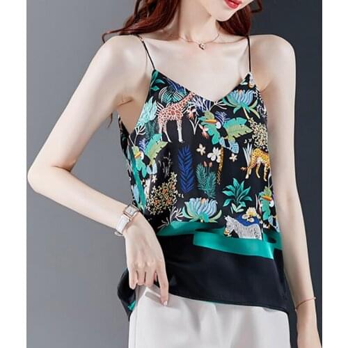 Haut Femme Floral print Women Tops 2020 Summer Tank Top Summer Woman Clothes Casual Halter V-Neck Cami Vest Ladies Tops Camis