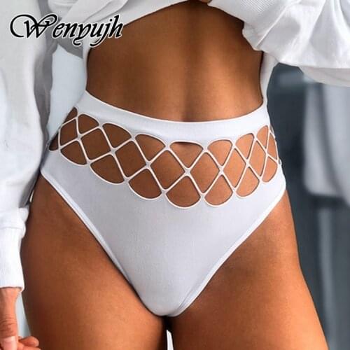 WENYUJH Womens Underwear Panties Sexy High Elastic Mesh Thong Hip Waist Breathable Comfortable Female Fashion Lingerie Briefs