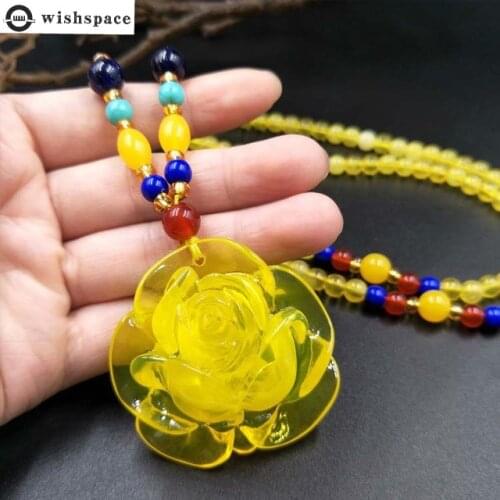 Wishspace restoring ancient ways is popular lotus pendant drop necklace fashion women sweater chain wholesale