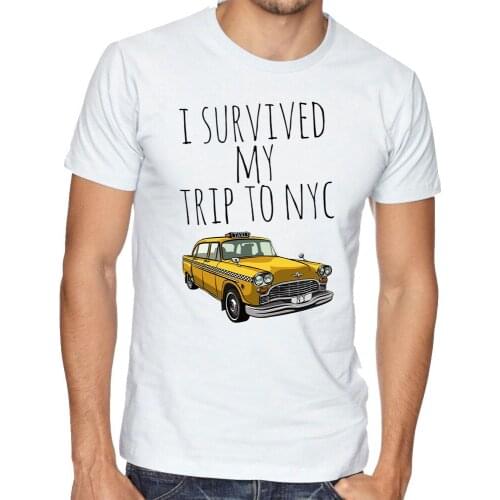 I Survived My Trip To New York Yellow Taxi Usa New 2018 Summer Men 100% Cotton Basic Style Hip Hop O Neck T Shirt Company