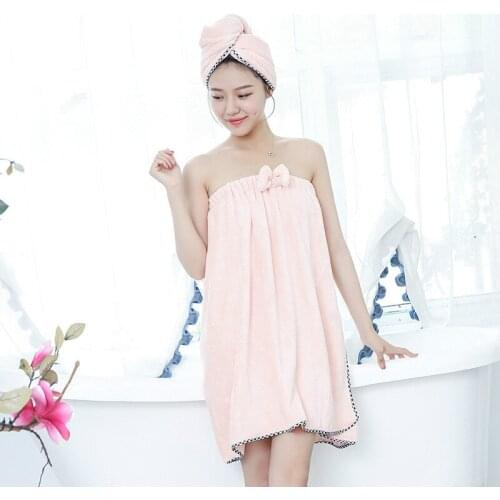 Japanese bow towel bra Soft Plush Soft Water Bath towel skirt suit for Women