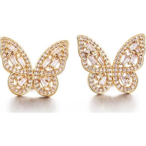 ZOSHI New Design Butterfly Earrings for Women Fashion Party Jewelry Luxury Zircon Earrings Delicate Gold Engagement Earrings