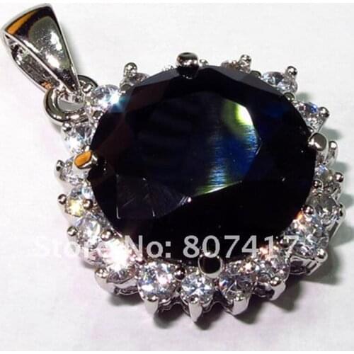 SHUNXUNZE Promotion Engagement Wedding pendants charms christmas for Jewelry Women Dark blue Cubic Zirconia Rhodium Plated R143