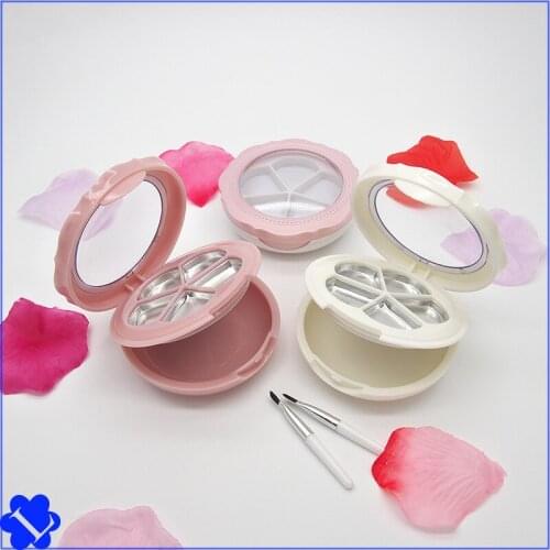 10pcs 5color petal-shaped makeup eye shadow lipstick DIY cosmetic packaging with aluminum pan and makeup brush