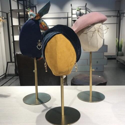 2pcs Suede Cork Mannequin Wig Hair Hat Manikin Head Model Display Stand with Adjustable Detachable Metal Stand